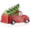 Casafield Hand Painted Ceramic Christmas Truck with Tree, Red Pre-Lit Truck with Green Tree and 20 Multi Color Lights